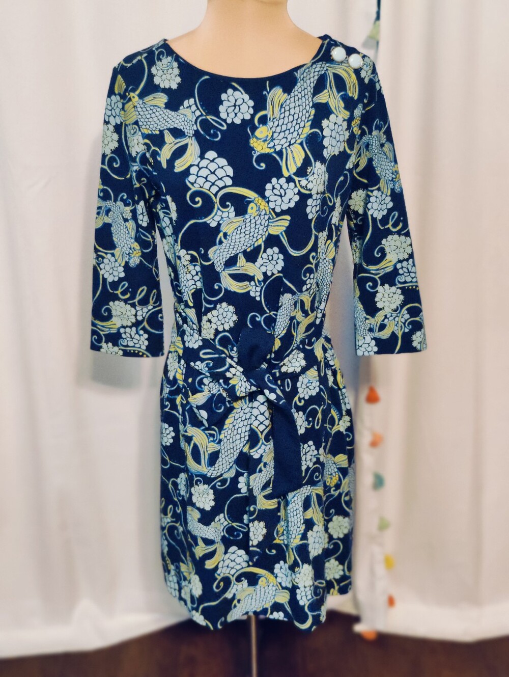 Lilly Pulitzer Don't Be Koi Knitwear Dress Popover Bold Print XS